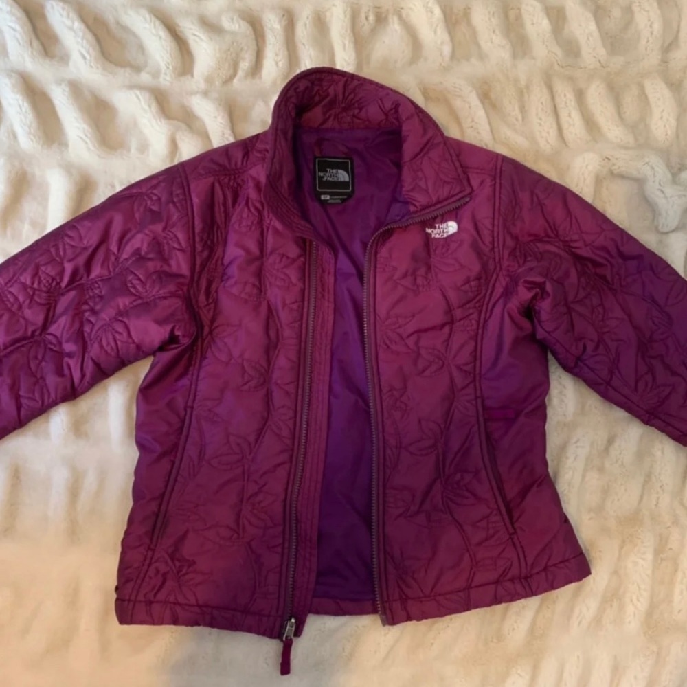 purple the north face women’s small puffer coat